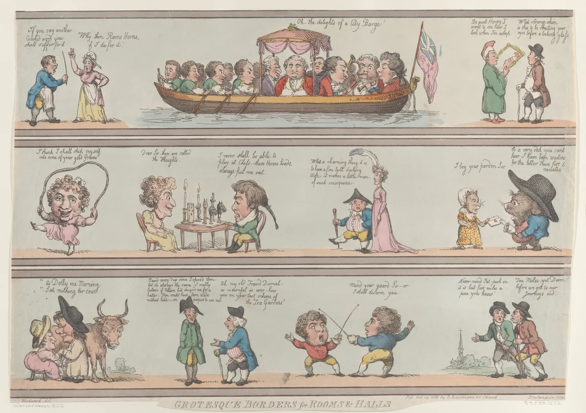 Grotesque Borders for Rooms & Halls by Thomas Rowlandson, print, 1800