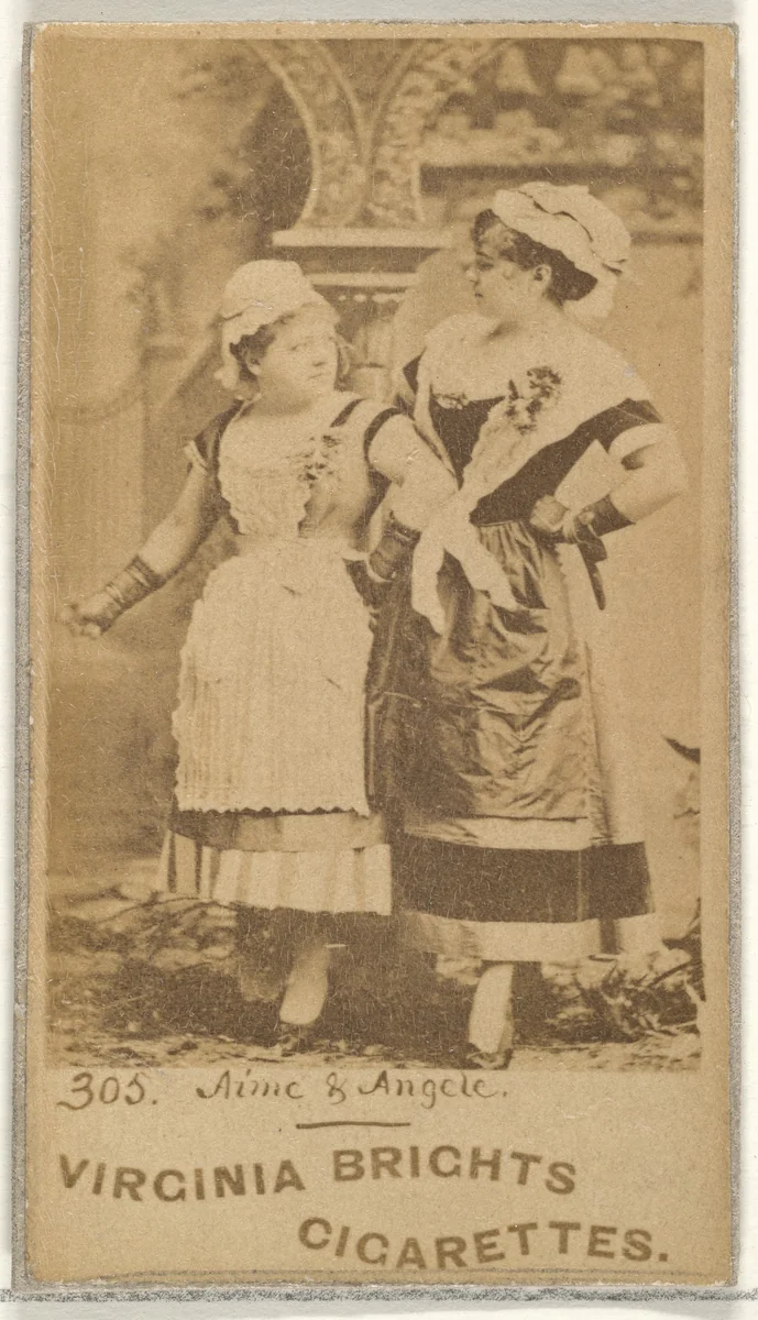 Card 305, Aime & Angele, from the Actors and Actresses series (N45, Type 1) for Virginia Brights Cigarettes by Allen & Ginter, photograph, 1885-1891