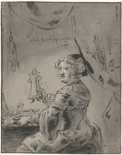Vrouw met een pop by Leonaert Bramer, drawing, 1606-1674