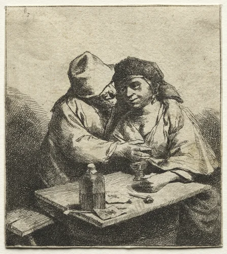 The Amorous Couple by Cornelis Pietersz. Bega, print, 1642-1664