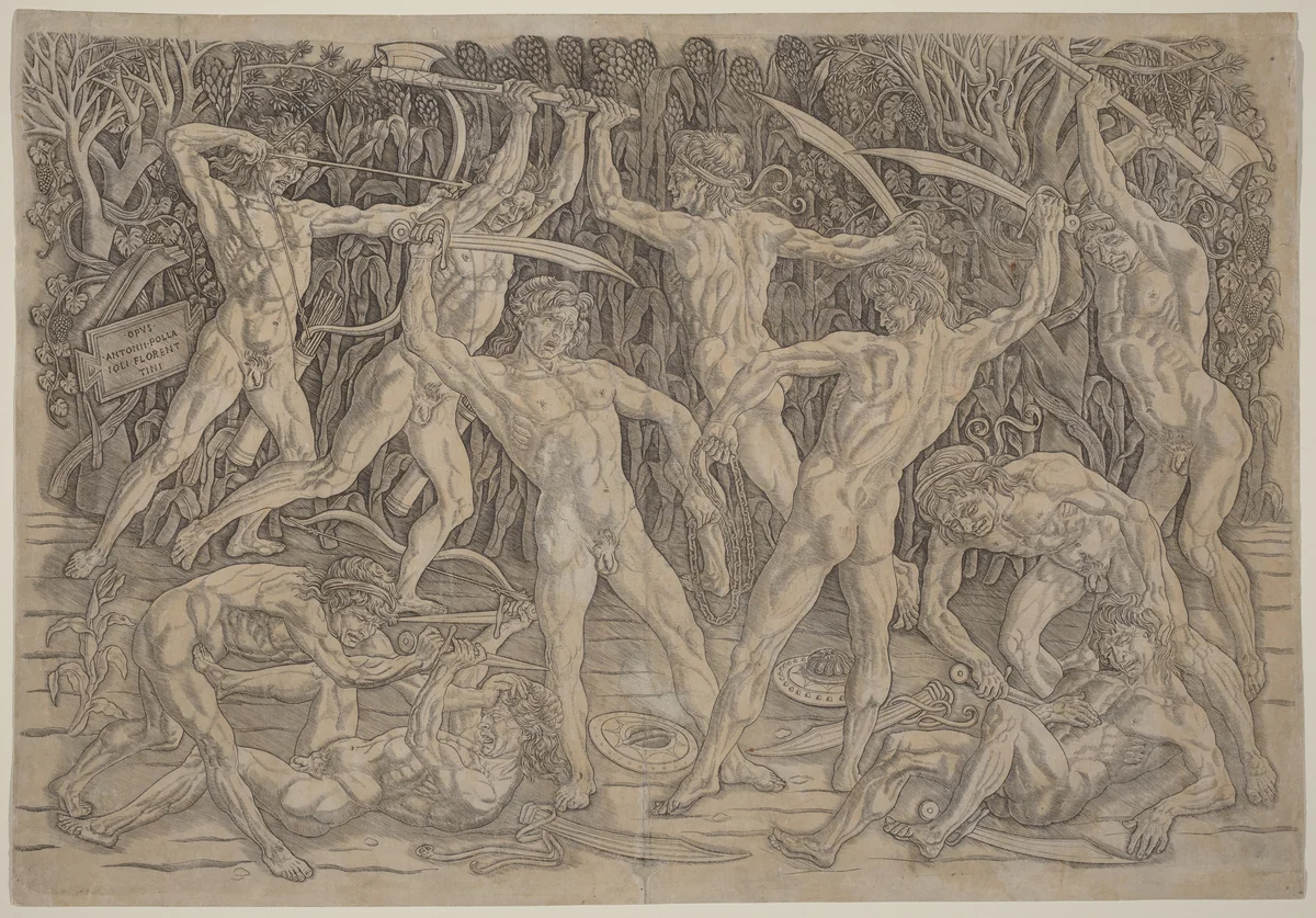Battle of the Nudes by Antonio del Pollaiuolo, print, 1470-1475