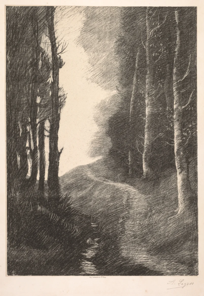 Landscape at Bouleaux by Alphonse Legros, print, 1857-1911