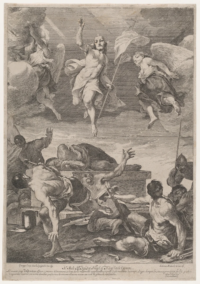 The Resurrection of Christ by Lodovico Mattioli, print, 1695-1745