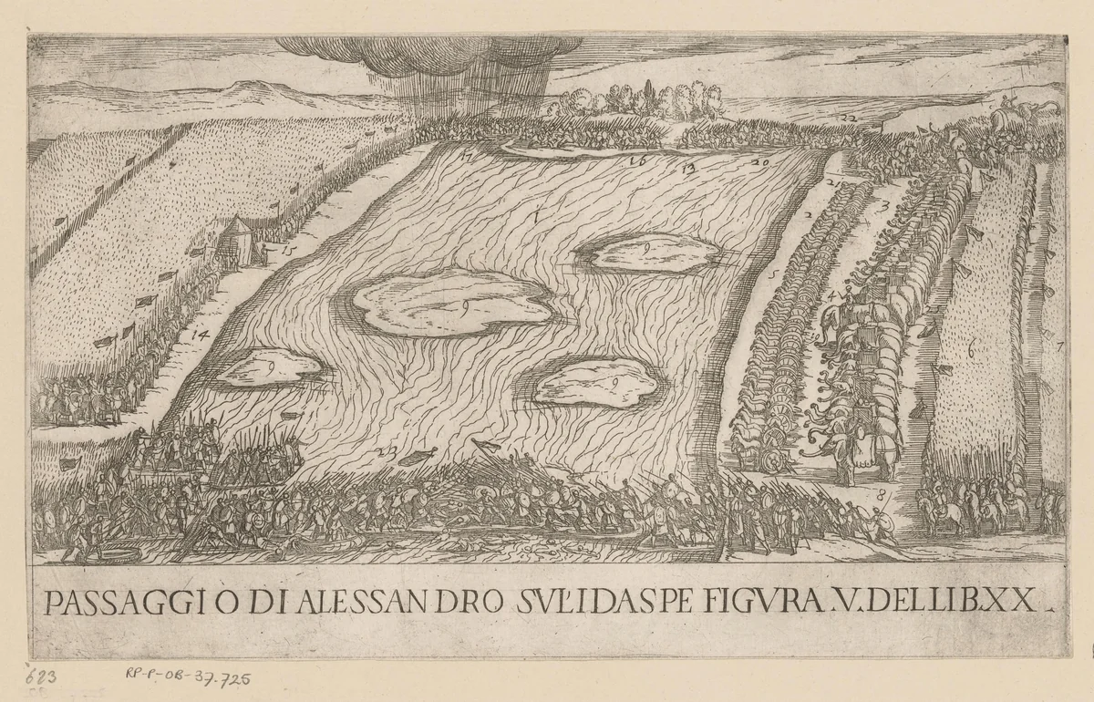 Slag bij de Hydaspes by Unknown, print, 1565-1630