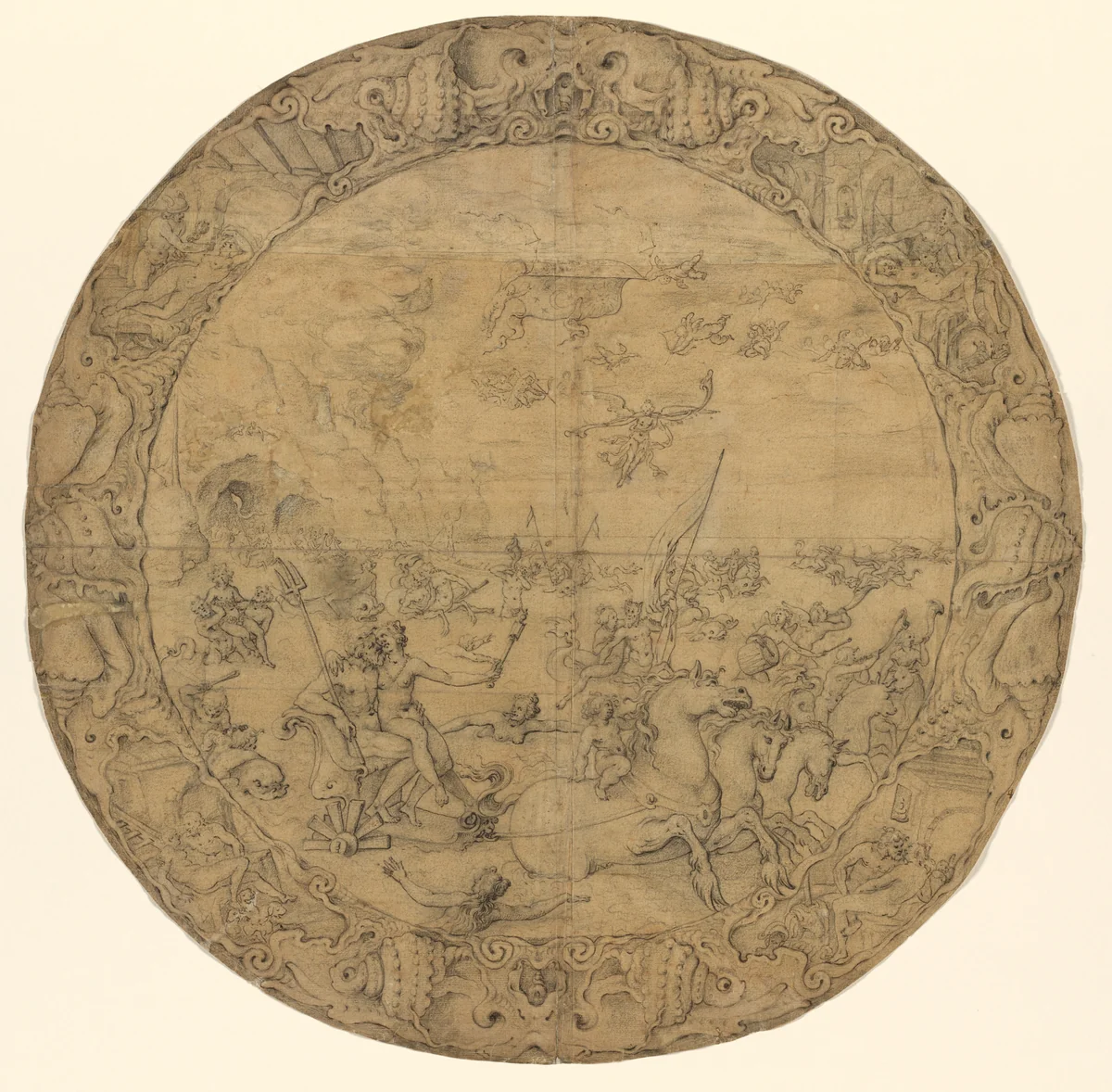 Design for a Standing Dish by Adam van Vianen, drawing, 1620-1650