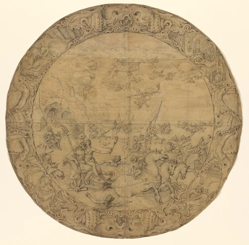 Design for a Standing Dish by Adam van Vianen, drawing, 1620-1650