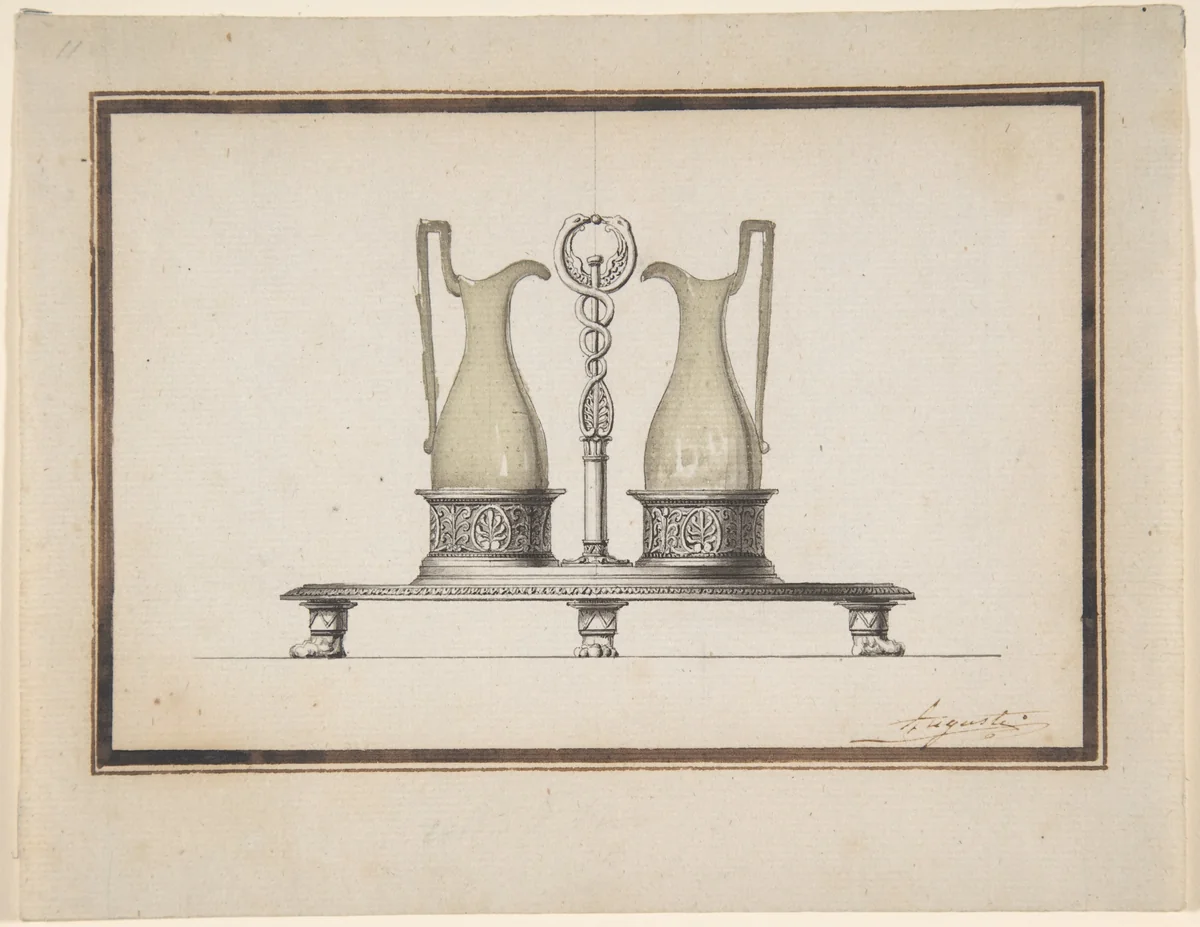 Design for a Cruet Frame by Henri Auguste, drawing, 1759-1816