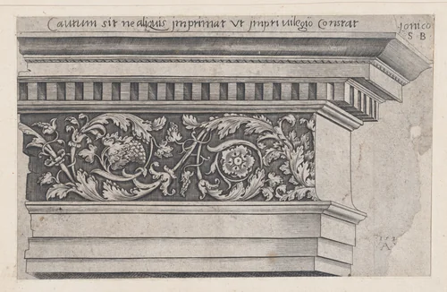 Ionic Entablature, from "Speculum Romanae Magnificentiae" by Agostino Veneziano, print, 1528