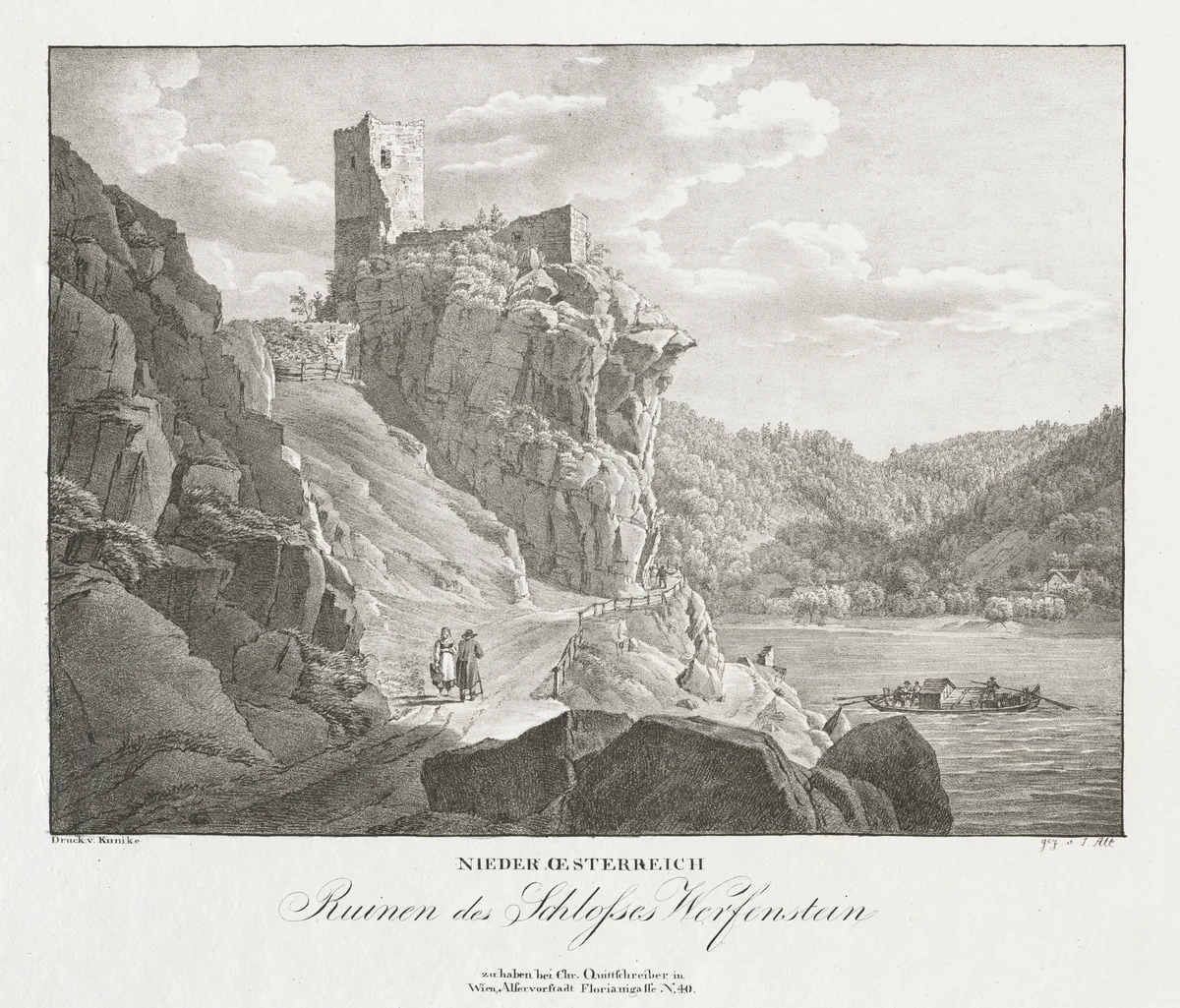 Nieder-oesterreich, Ruinen des Schlosses Werfenstein by Jakob Alt, print