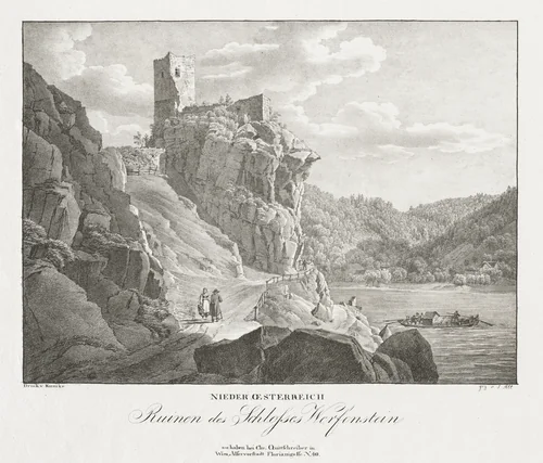 Nieder-oesterreich, Ruinen des Schlosses Werfenstein by Jakob Alt, print