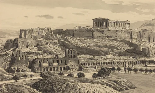 View of the Acropolis by Themistocles von Eckenbrecher, drawing, 1890