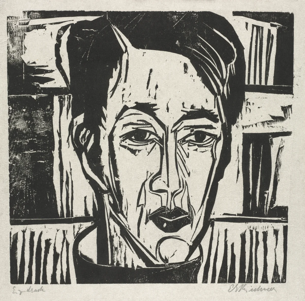 Wehrlin, Facing front by Ernst Ludwig Kirchner, print, 1924