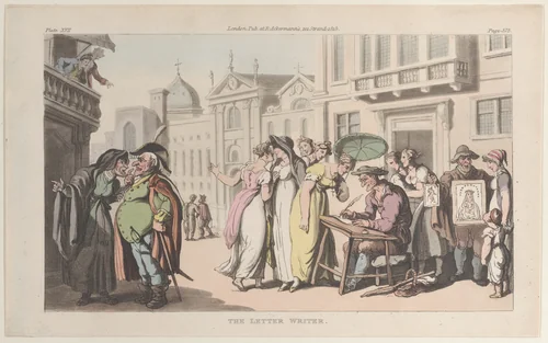 The Letter Writer by Thomas Rowlandson, print, 1815