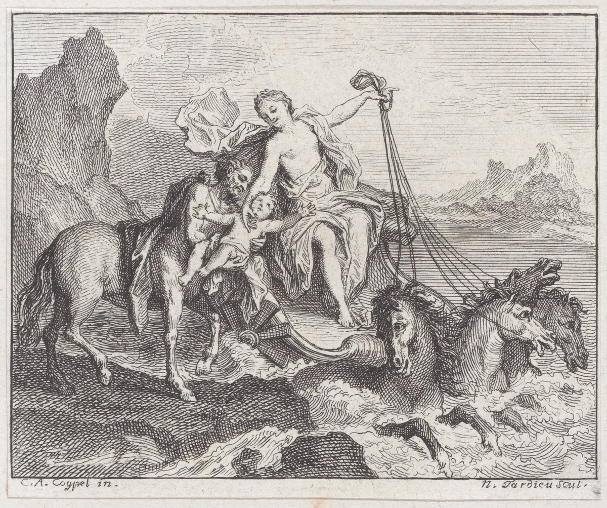 Book 3, Fable 1: Achille and Chiron, from "Fables Nouvelles" by Nicolas Henry Tardieu, print, 1719