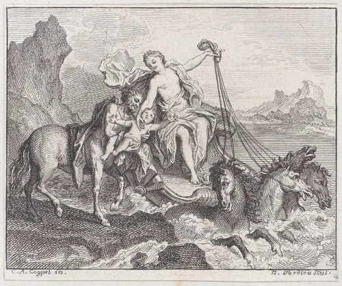 Book 3, Fable 1: Achille and Chiron, from "Fables Nouvelles" by Nicolas Henry Tardieu, print, 1719