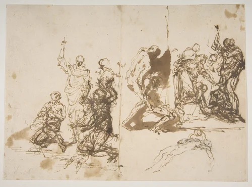 The Raising of Lazarus by Salvator Rosa, drawing, 1615-1673