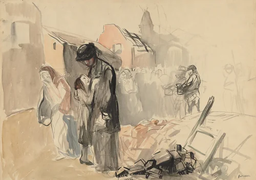 Reconquered Territory (recto) by Jean-Louis Forain, drawing, 1914-1924