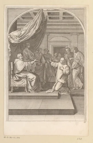 Heilige Bruno weigert het bisdom van Reggio by François Chauveau, print, 1623-1676