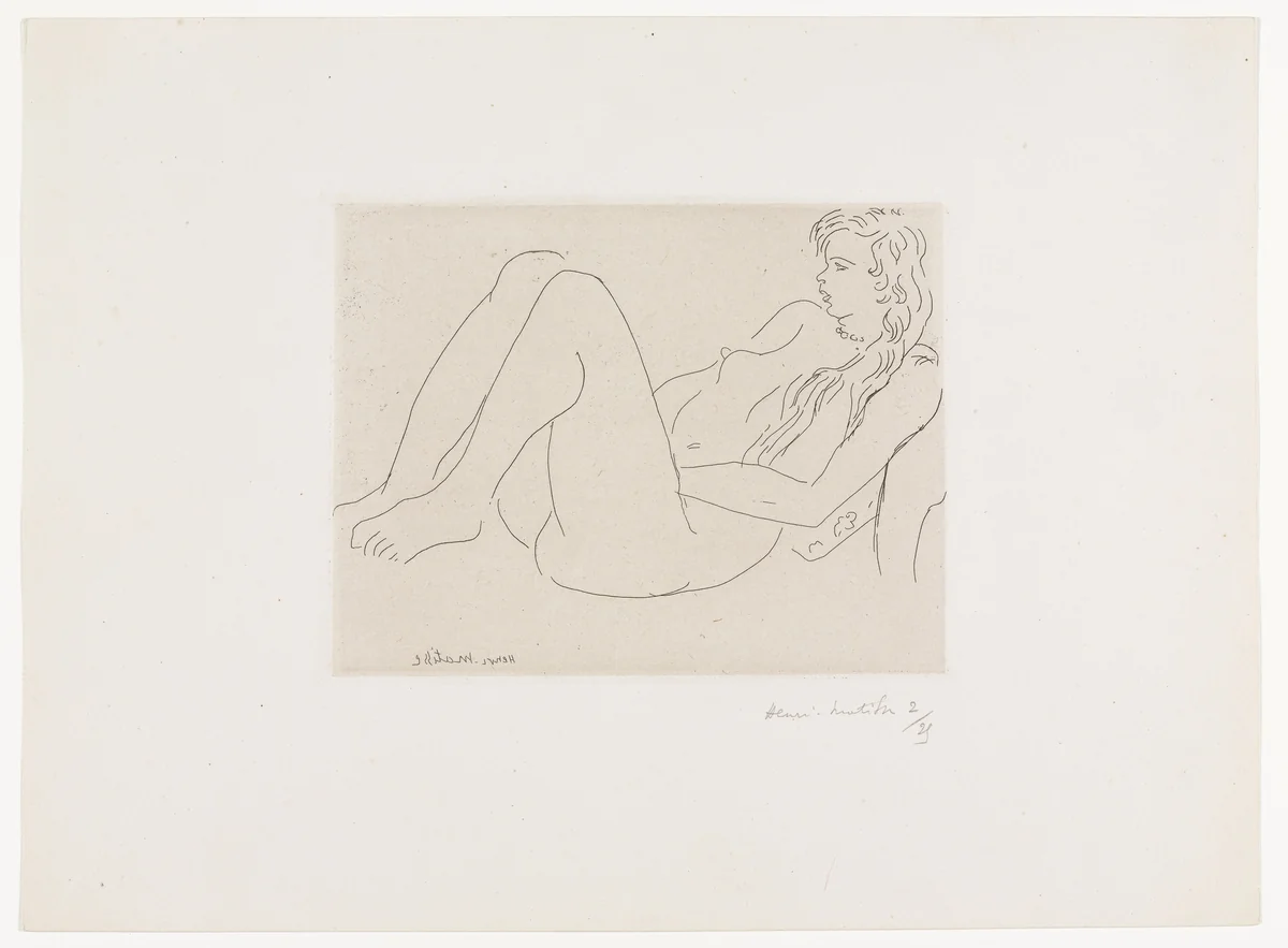 Nude with Necklace and Long Hair (Nu au collier et aux cheveux longs) by Henri Matisse, print, 1920