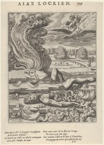 Locrian Ajax (Ajax Locrien), from "Les Images ou Tableaux de platte peinture des deux Philostrates Sophistes grecs..." by Thomas de Leu, print, 1614-1615