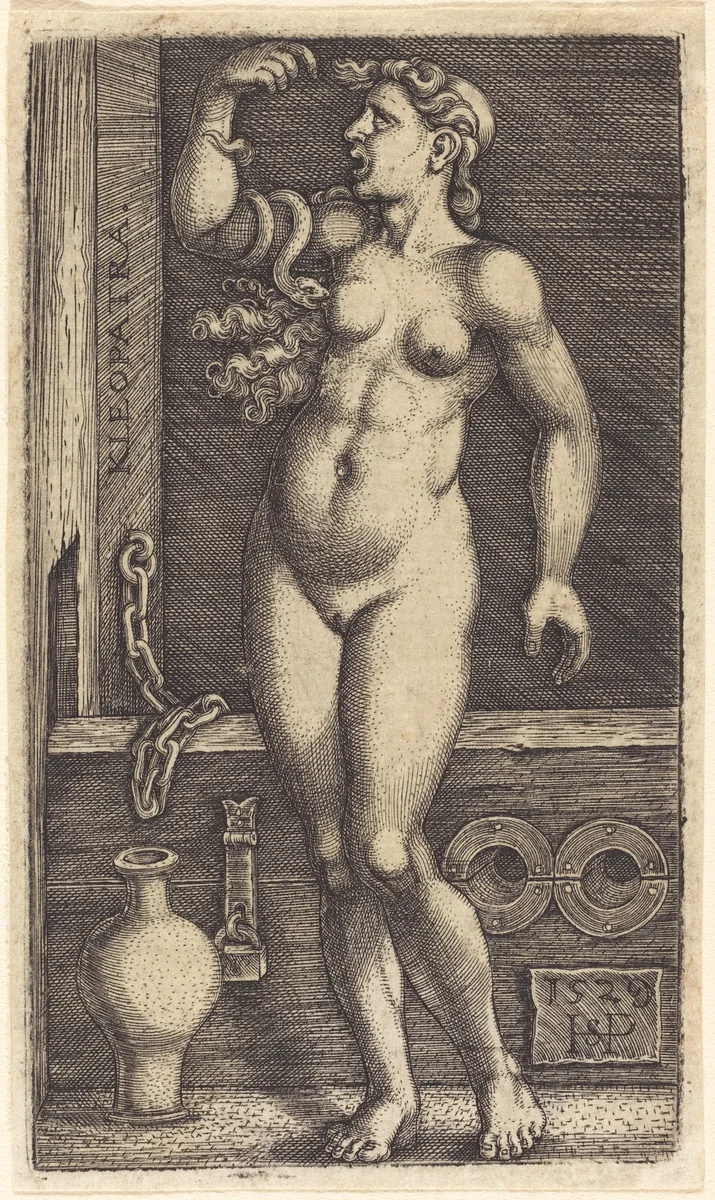 Cleopatra Standing by Sebald Beham, print, 1529