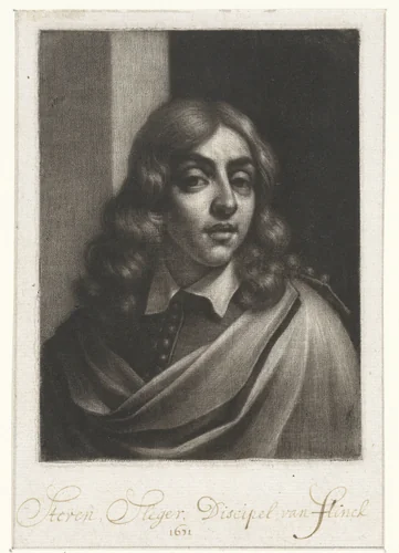 Portret van een jongeman, mogelijk Steven Sleger by Wallerant Vaillant, print, 1671