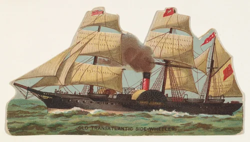 Old Transatlantic Side-Wheeler, from the Types of Vessels series (N139) issued by Duke Sons & Co. to promote Honest Long Cut Tobacco by W. Duke, Sons & Co., print, 1889
