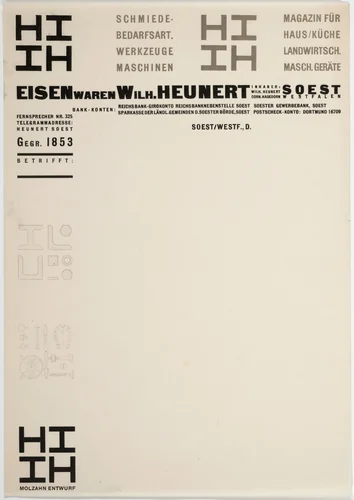 Wilh. Heunert letterhead by Johannes Molzahn, design, 1927