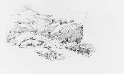 Study of Rocks by John William Casilear, artwork, 1811-1893