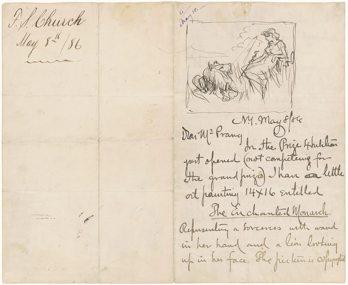 Study after "The Enchanted Monarch" by Frederic Stuart Church, drawing, 1886