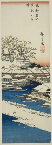 Clear Weather after Snow at Matsuchi Hill (Matsuchiyama no yukibare), from the series "Famous Views of the Eastern Capital (Toto meisho)" by Utagawa Hiroshige (歌川広重), print, 1830-1843