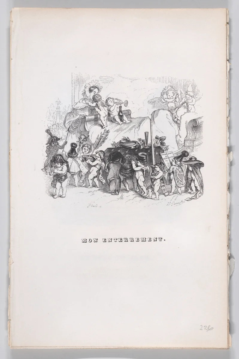 My Burial, from "The Complete Works of Béranger" by J. J. Grandville, print, 1836