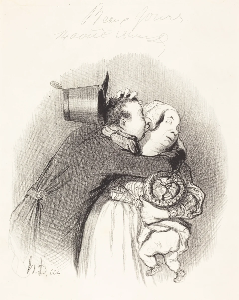 Rencontre de la payse by Honoré Daumier, print, 1844