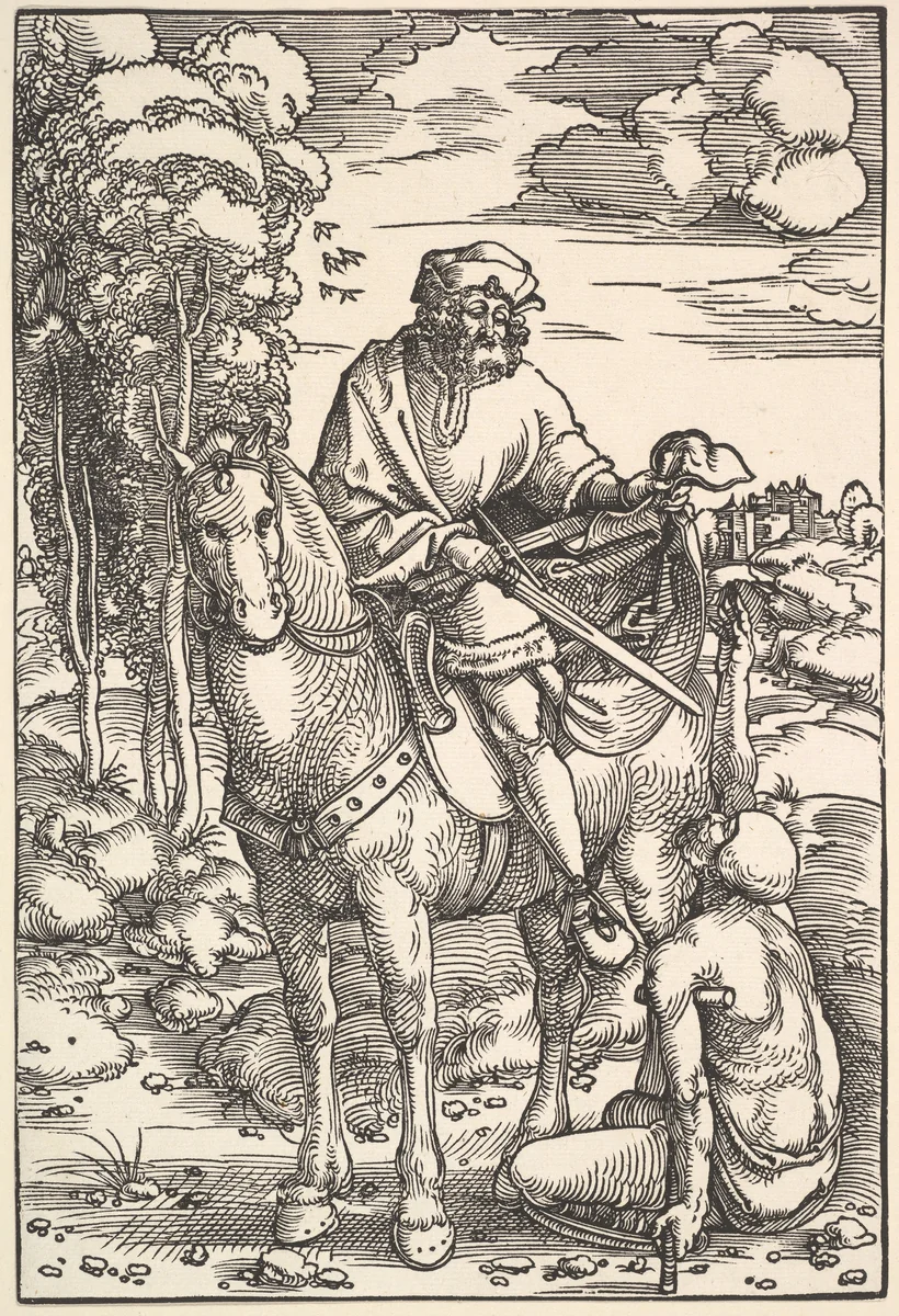 St. Martin on Horseback by Hans Baldung, print, 1505-1535