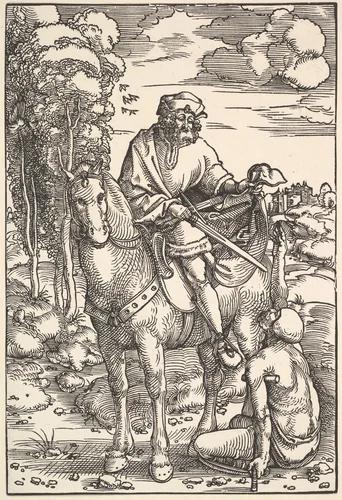 St. Martin on Horseback by Hans Baldung, print, 1505-1535