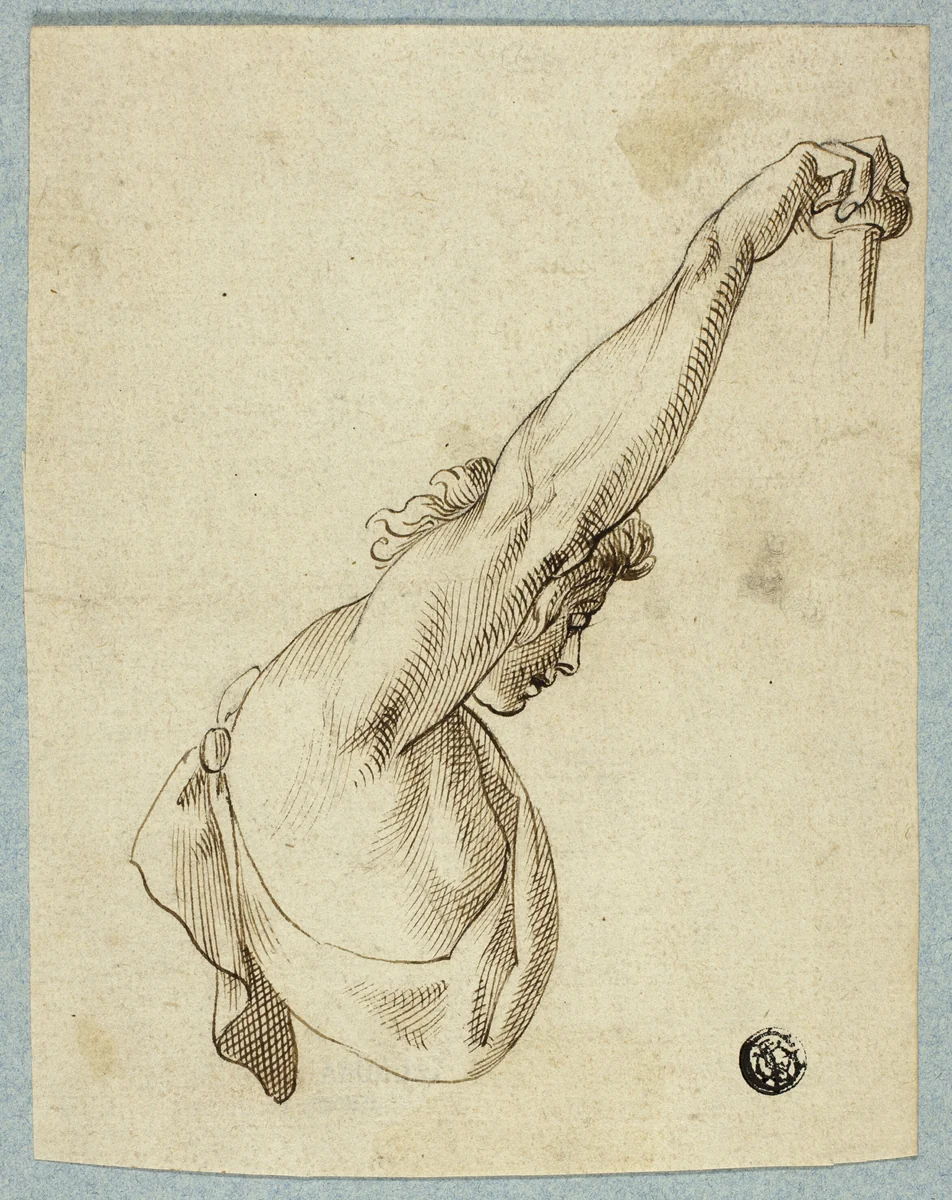 Upper Torso with Upstretched Arms by Unknown Artist, drawing, 1700-1799