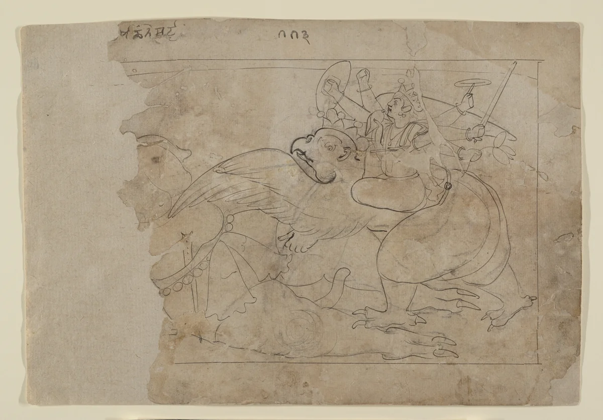 Vishnu on Garuda Slaying a Demon by Seu Family, painting, 1736-1770