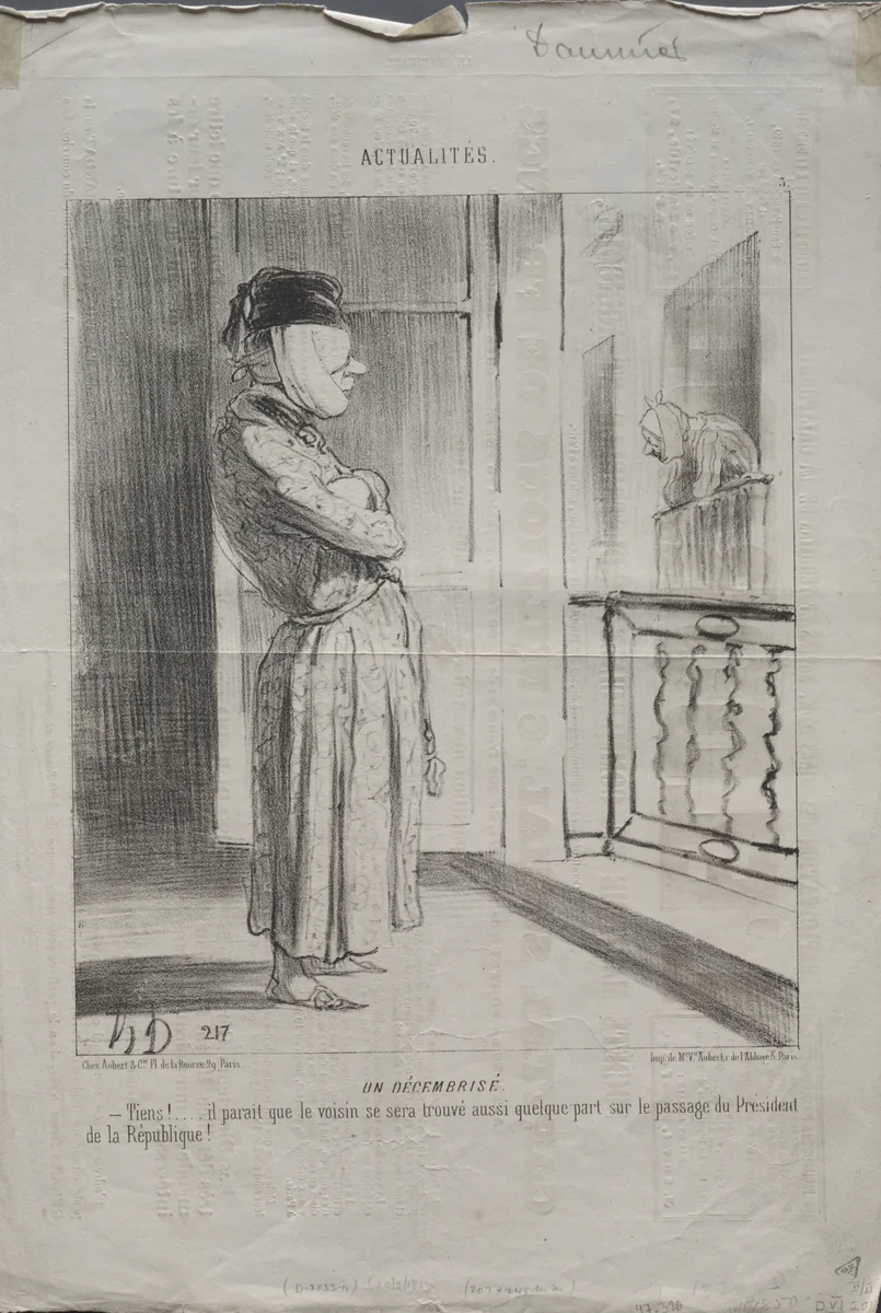 A Decemberist by Honoré Daumier, print, 1850