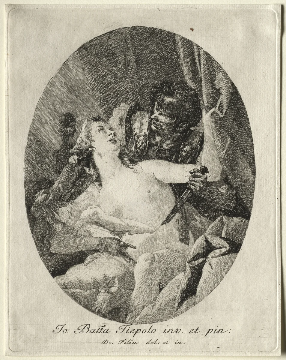 Tarquin and Lucretia by Giovanni Domenico Tiepolo, print, 1750-1799