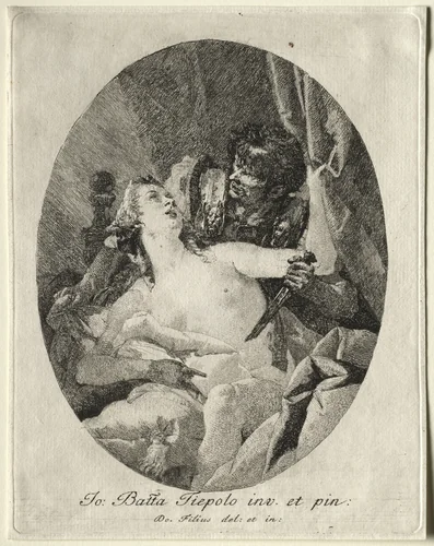Tarquin and Lucretia by Giovanni Domenico Tiepolo, print, 1750-1799