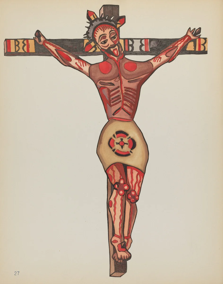 Plate 27: Christ Crucified: From Portfolio "Spanish Colonial Designs of New Mexico" by American 20th Century, index of american design, 1935-1942