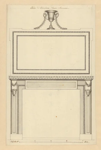 Ontwerp voor een schoorsteenmantel by anonymous, drawing, 1700-1800