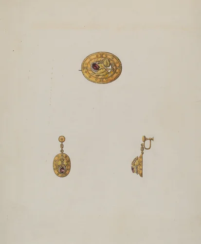 Pin and Earring Set by Bertha Semple, index of american design, 1936