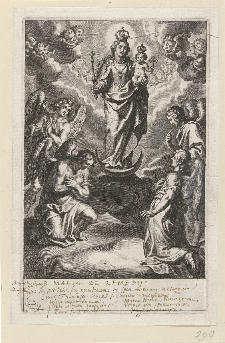 Maria met Kind op een maansikkel by Unknown, print, 1586-1650