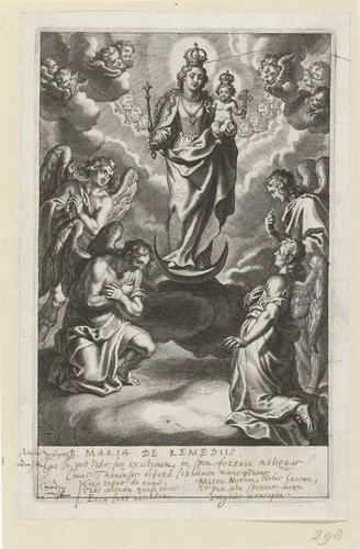 Maria met Kind op een maansikkel by Unknown, print, 1586-1650