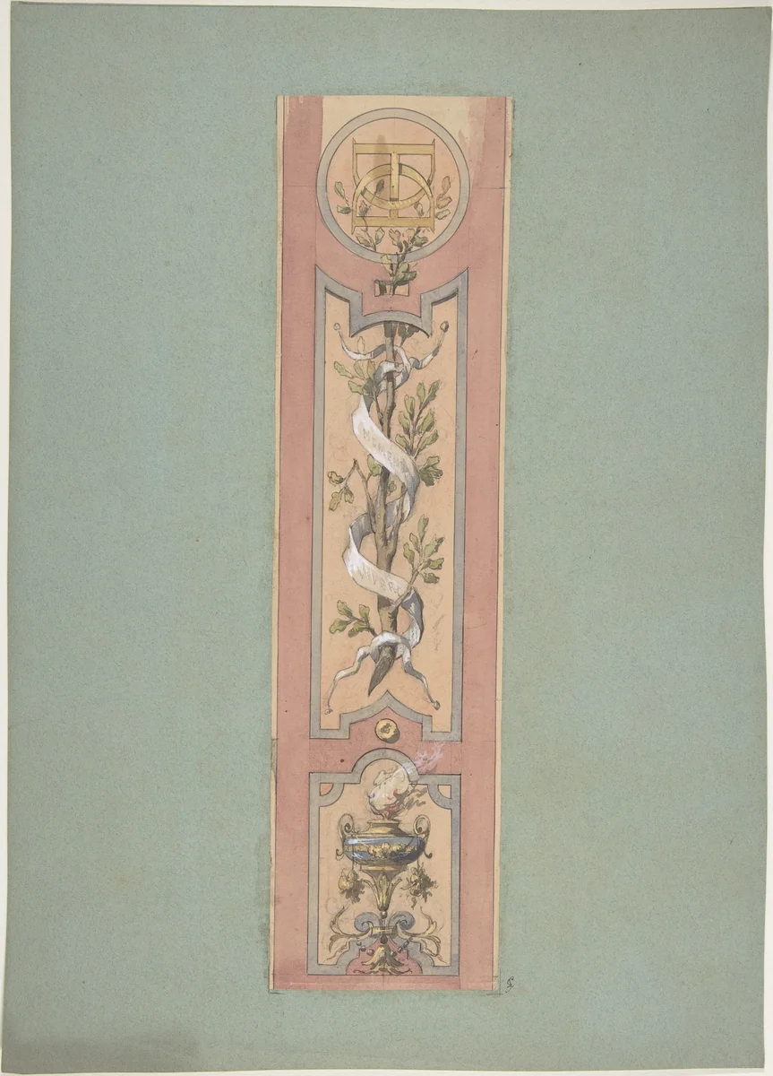 Design for Ceiling at Fontainebleau by Jules-Edmond-Charles Lachaise, drawing, 1850-1900