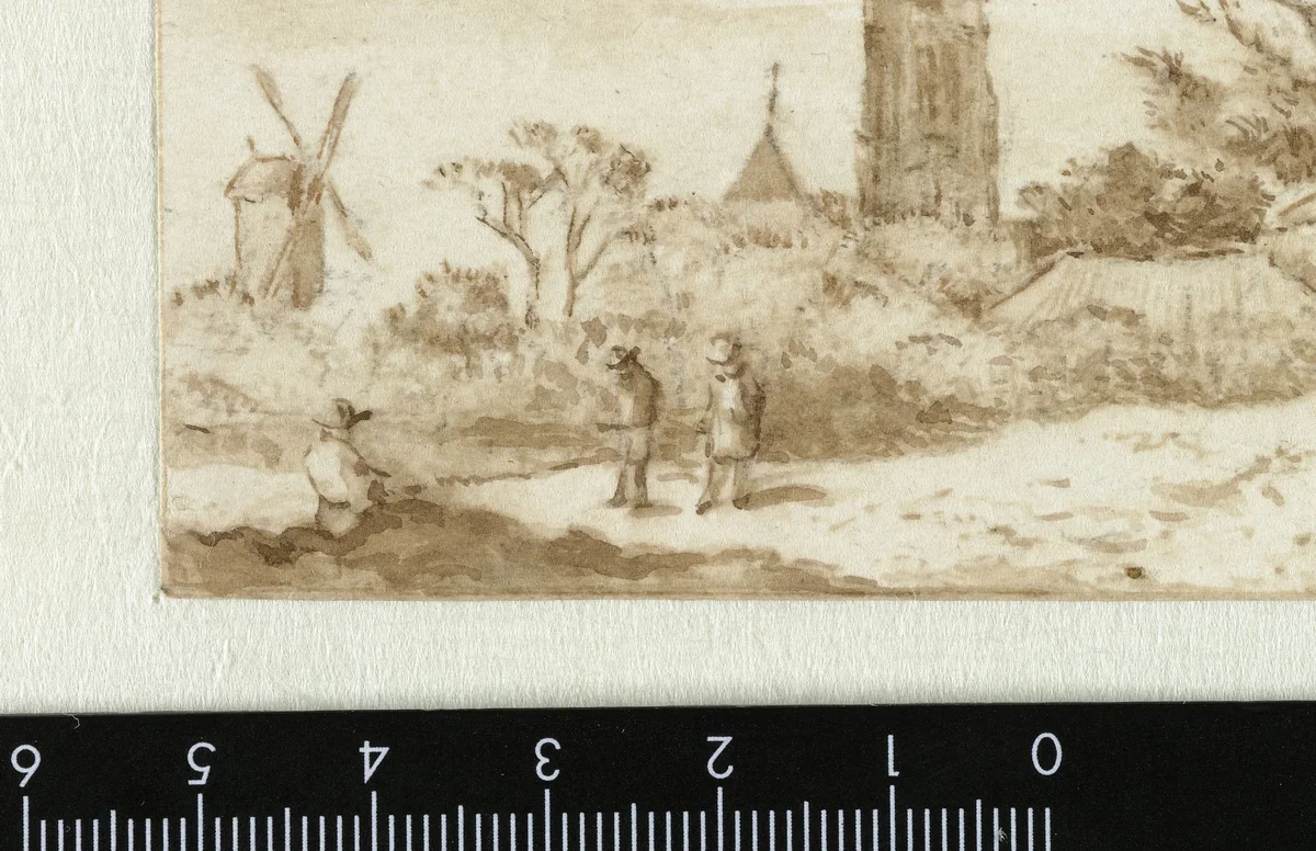 Dorpsgezicht by Allaert van Everdingen, drawing, 1631-1675