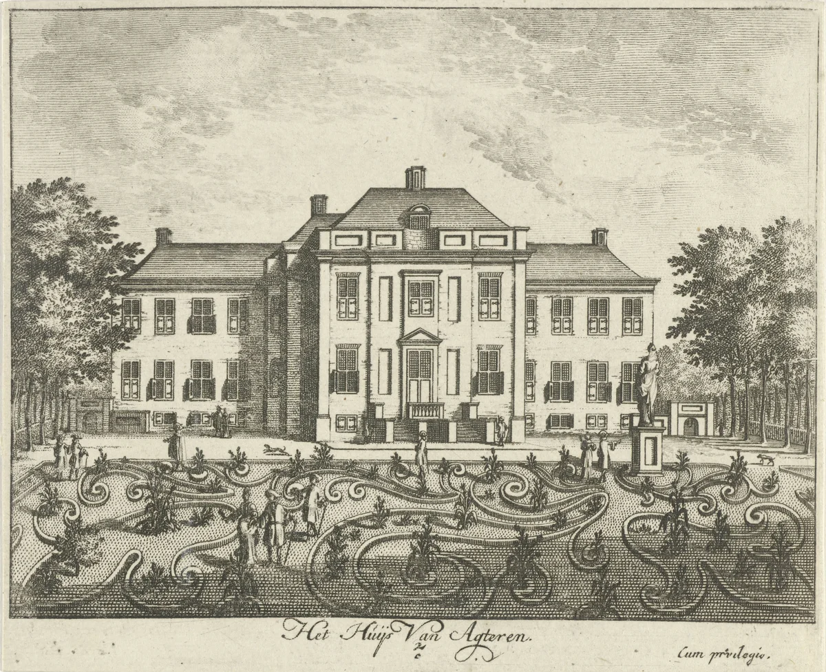 Achtergevel van Paleis Soestdijk by Hendrik de Leth, print, 1725-1747