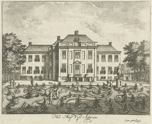Achtergevel van Paleis Soestdijk by Hendrik de Leth, print, 1725-1747