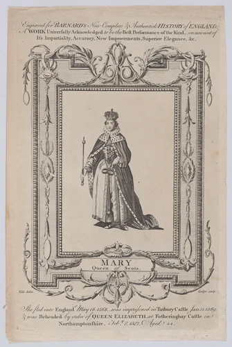 Mary, Queen of Scots (from "Barnard's New, Comprehensive and Complete History of England") by John Lodge, print, 1771-1799